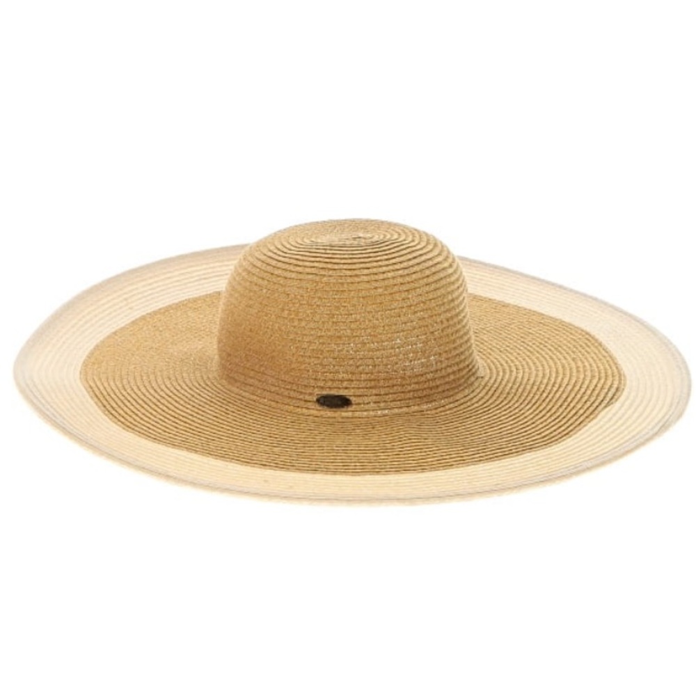 Papillon Blanc Two-Tone Straw Sun Hat in Tan and Cream